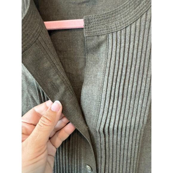 J. Crew 100% Merino Wool Pintuck Dropped-Waist Shirt Dress Brown Womens Size 6 - Picture 8 of 14